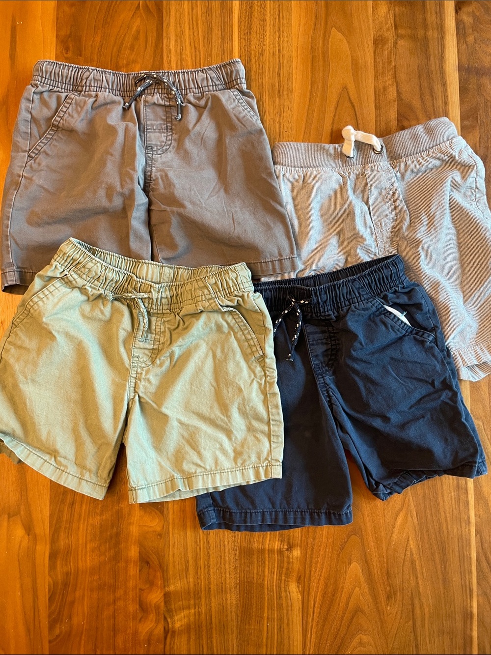 Cat & Jack Boys 4-Pack Elastic Waist Shorts - Gray, Light Gray, Khaki, Navy